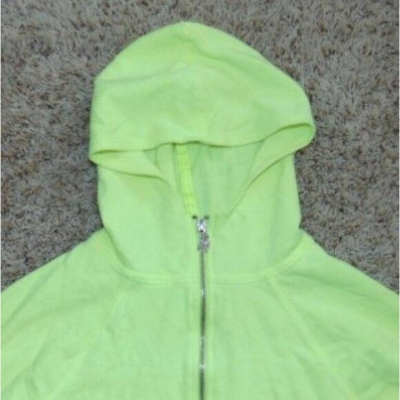Womens Victorias Secret Jacket Medium Neon Yellow Zip Up Long Sleeve Hooded - Picture 2 of 5